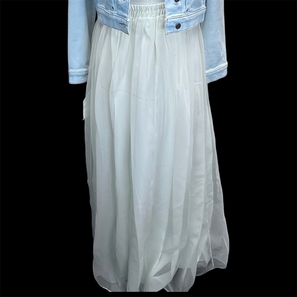 VTG NWT Michael Marco Women Chiffon Maxi Cream Whimsy Fairy Boho Prairie 14